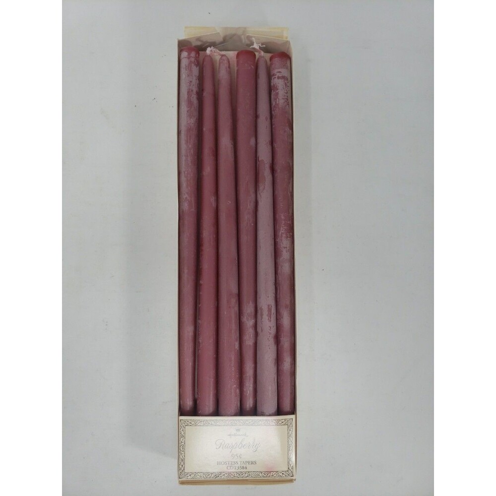 Vintage Hallmark Raspberry Hostess Tapers 10" Candles Box of 12 NOS 1970s MCM